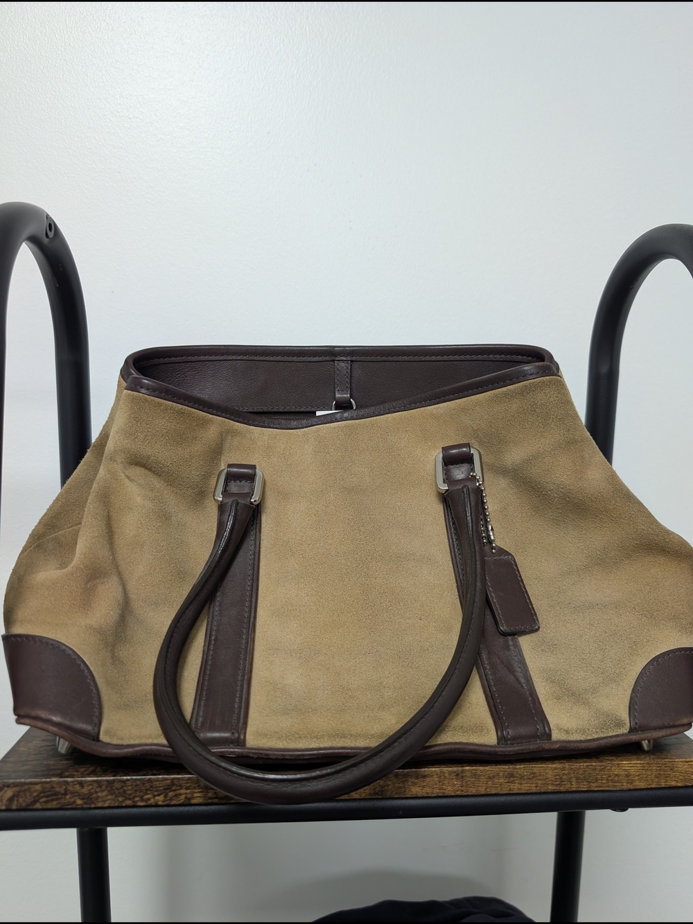 Vintage Coach Tan/Brown Suede Tote Bag
